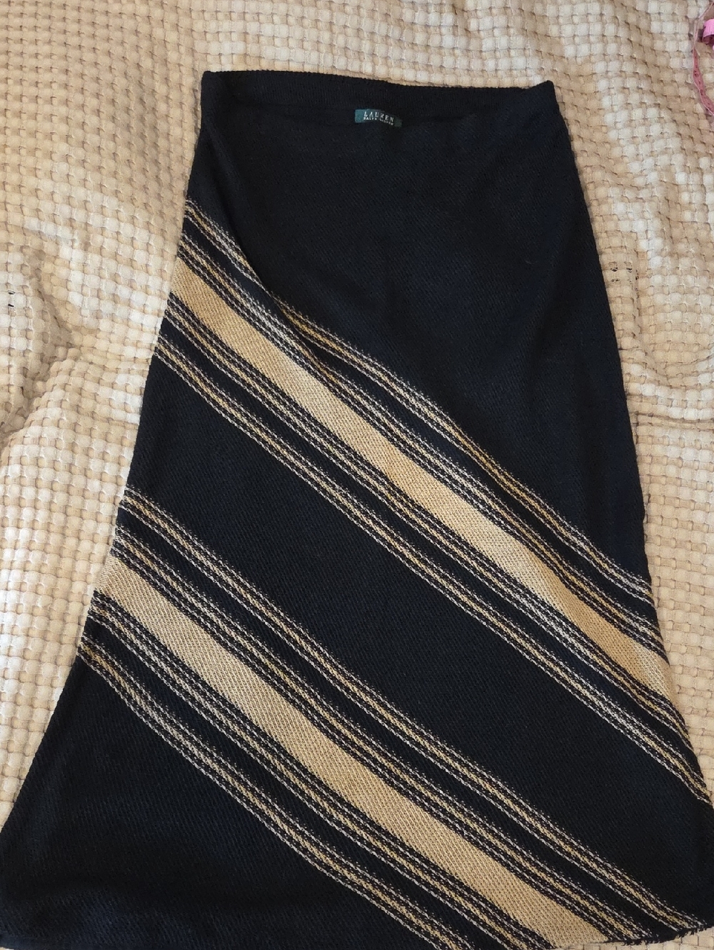Ralph Lauren Black Linen Maxi Skirt Beach Cover L